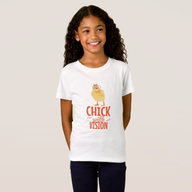 T-Shirt Joli Chick Avec Lunettes - Chick Avec Vision (Devant entier)