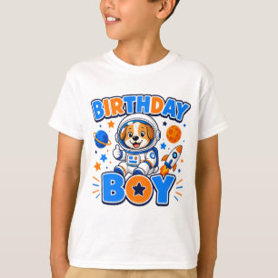 T-shirt Joli chien astronaute "Garçon d'anniversaire" Espa
