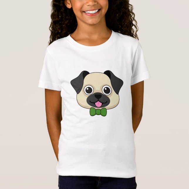 T-Shirt Joli chien Carlin avec Papillon (Devant)