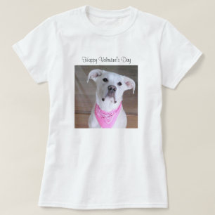 T-shirt Joli Chien Chiot Blanc Avec Écharpe Rose Joli