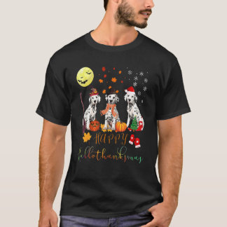 T-shirt Joli chien dalmatien Happy Hallothanksmas Famille