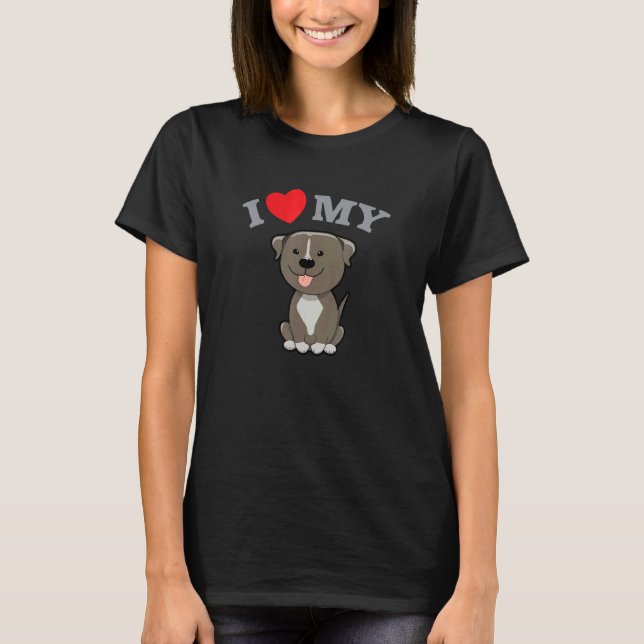 T-shirt Joli chien de compagnie J'ADORE MON PITBULL (Devant)