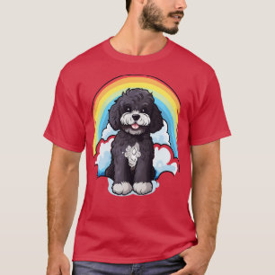 T-shirt Joli chien d'eau portugais Rainbow Cloud PWD Porti