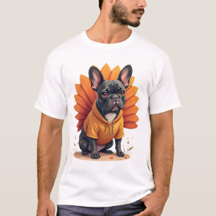 T-shirt Joli chien Frenchie Thanksgiving Enfants Adolescen