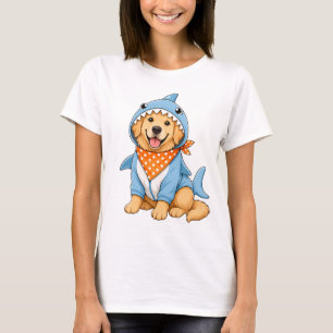 T-shirt Joli chien retriever doré en costume de requin ble