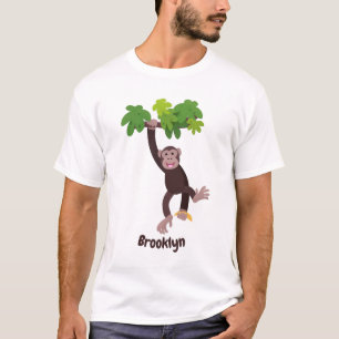 T-shirt Joli chimpanzé dans la jungle suspendu dessin anim