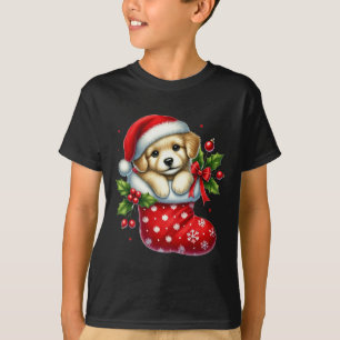 T-shirt Joli Chiot Dans Les Bas De Noël Pour Les Animaux A