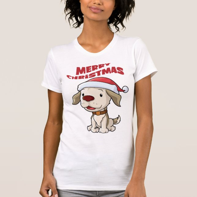 T-shirt Joli chiot Joyeux Noël (Devant)