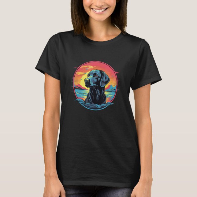 T-shirt Joli chiot Labrador Retriever noir  (Devant)