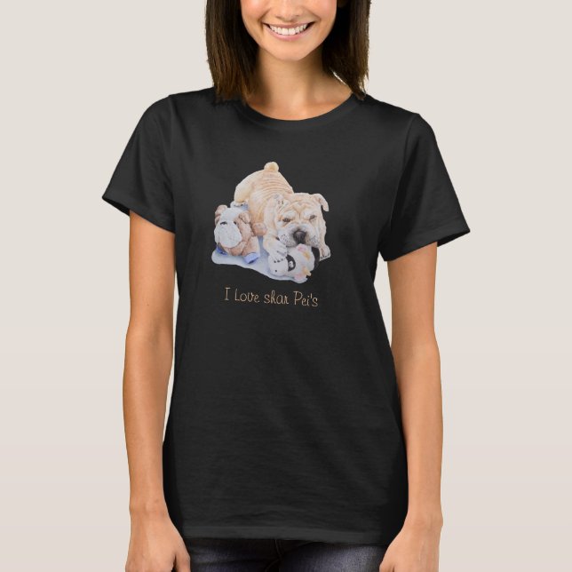 T-shirt joli chiot shar pei portrait de chien avec slogan  (Devant)