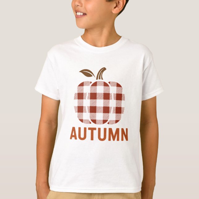 T-shirt Joli Citrouille à plaid Tee - Vêtements d'automne  (Devant)
