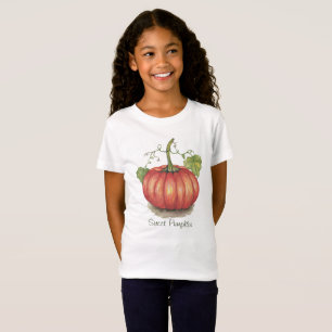 T-Shirt Joli Citrouille Avec Vins En Aquarelle