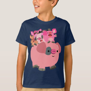 T-shirt Joli cochon en caricature portant des porcelets po
