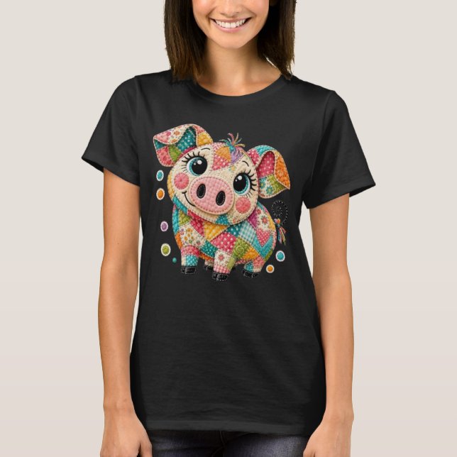 T-shirt Joli Cochon Patchwork (Devant)