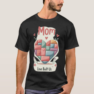 T-shirt Joli Cœur en Blocs de Construction Pastel MAMAN Am