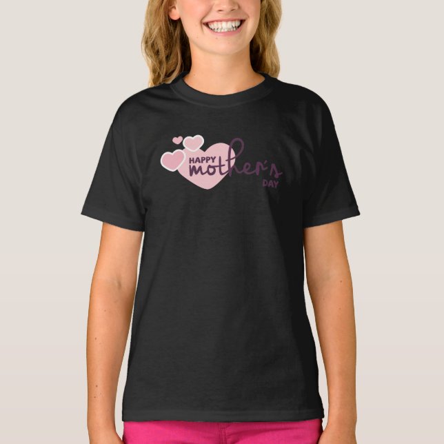 T-shirt Joli Coeur rose Bonne Fête des Mères Chemise Ringe (Devant)