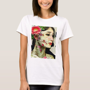 T-shirt Joli collage d'art féminin