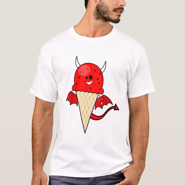 T-shirt joli cône de glace de diable kawaii avec des ailes (Devant)