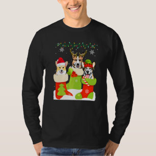 T-shirt Joli corgi de Noël en chaussette Xmas renne Père N