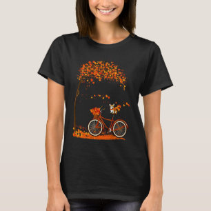 T-shirt Joli Corgi en automne femme de chien à vélo