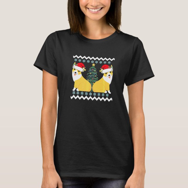 T-shirt Joli Corgi Santa Noël Premium (Devant)