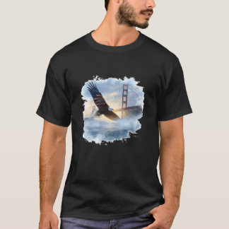 T-shirt Joli costume d'aigle de pont doré pour tenue patri