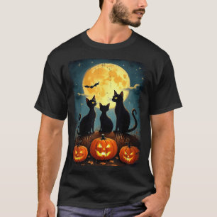 T-shirt Joli costume de chat noir citrouille Halloween aut