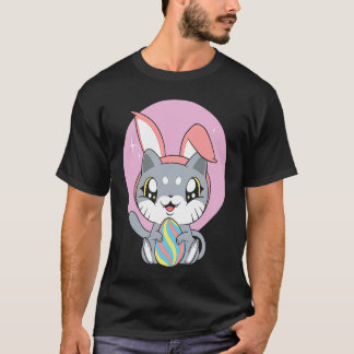 T-shirt Joli Costume de Pâques Lapin Œufs Chat Félin