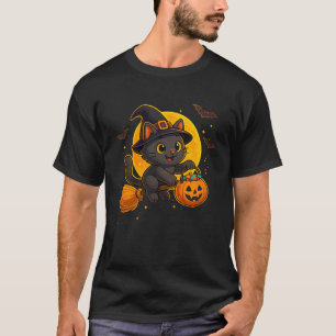 T-shirt Joli costume de sorcière chat noir pour garçon pou