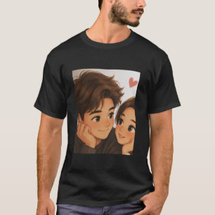 T-shirt Joli Couple de Dessin Animé