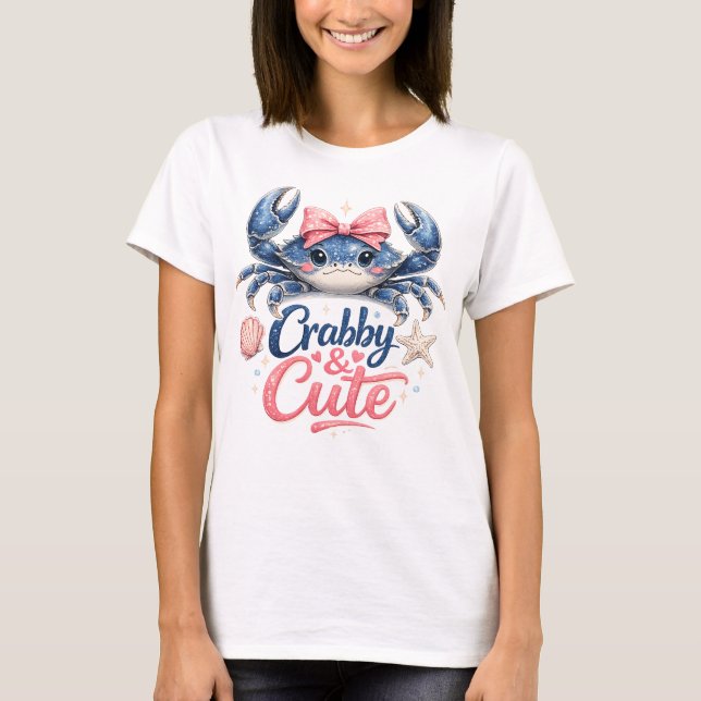 T-shirt Joli Crabby et graphique côtier mignon (Devant)