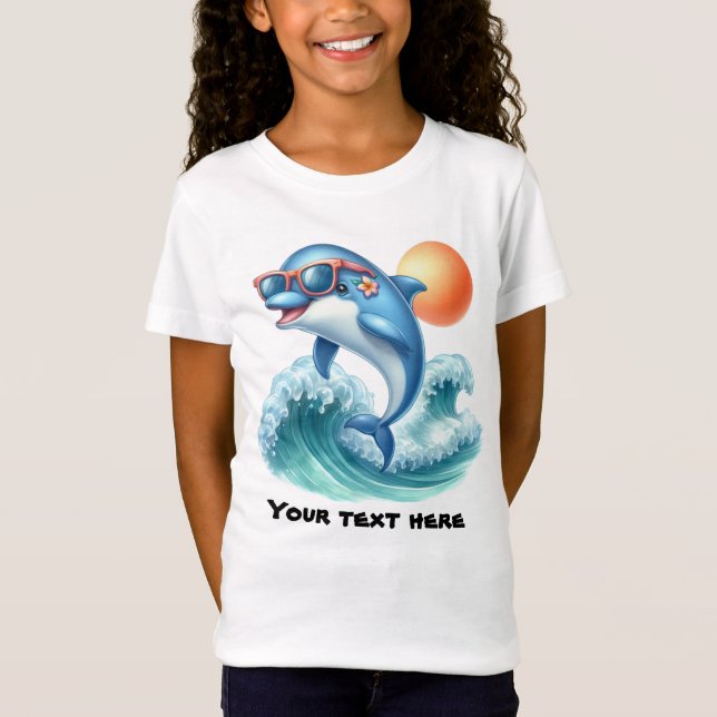 T-Shirt Joli dauphin de plage personnalisable (Devant)