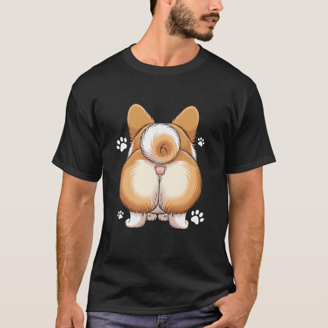 T-shirt Joli derrière de Corgi avec empreintes de pattes (Devant)