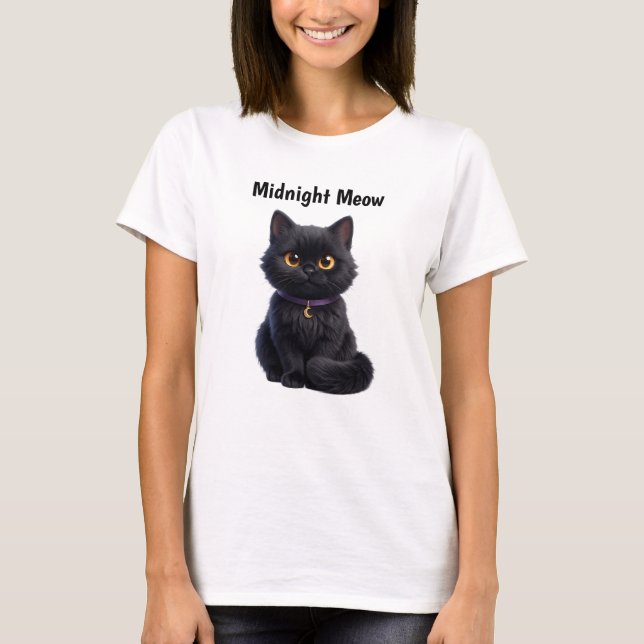 T-shirt Joli design d'Halloween de chat noir effrayant (Devant)