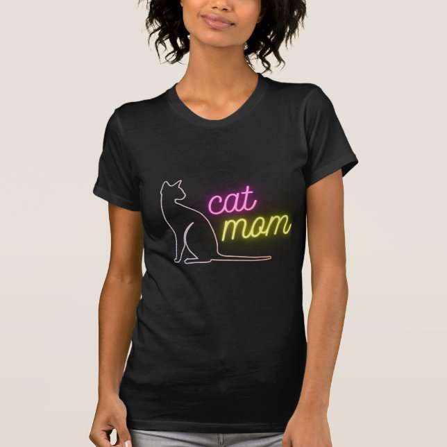 T-shirt Joli design simple femmes noir amoureux des chats  (Devant)