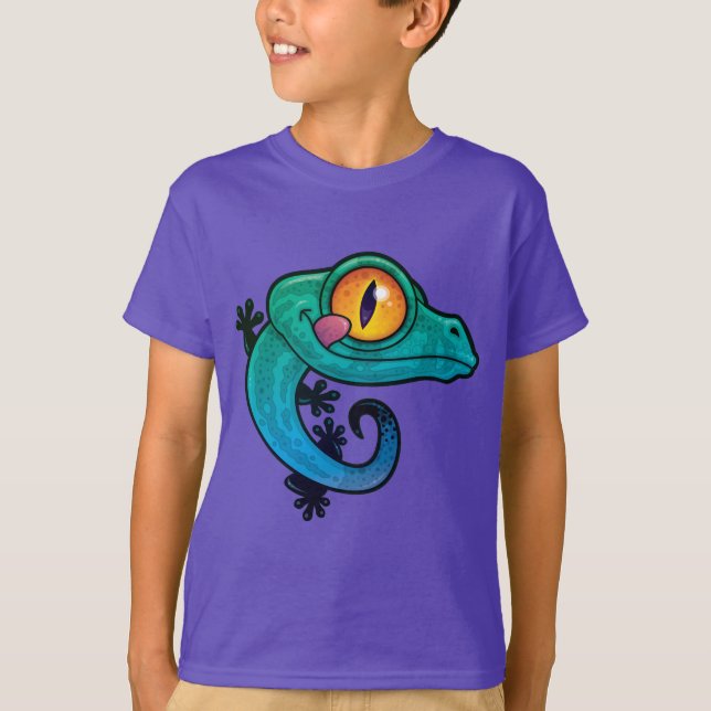 T-shirt Joli dessin coloré Gecko (Devant)