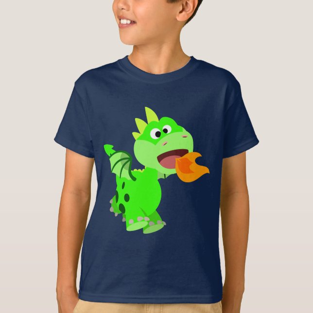 T-shirt Joli dessin craché de feu bébé Dragon Enfants Tee  (Devant)
