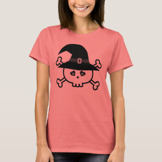 T-shirt Joli dessin Halloween crâne avec Casquette de sorc