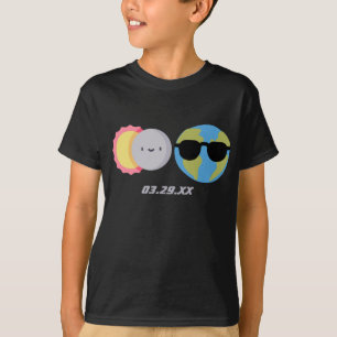 T-shirt Joli dessin solaire Eclipse Date personnalisée Enf