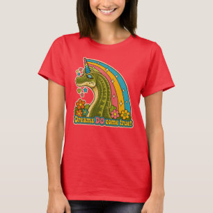 T-shirt Joli dinosaure licorne arc-en-ciel fantaisie rêves