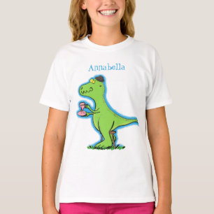 T-shirt Joli dinosaure t rex vert drôle dessin animé