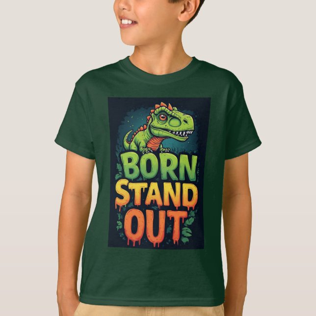 T-shirt Joli Dinosaure Vert Avec Typographie Gras (Devant)