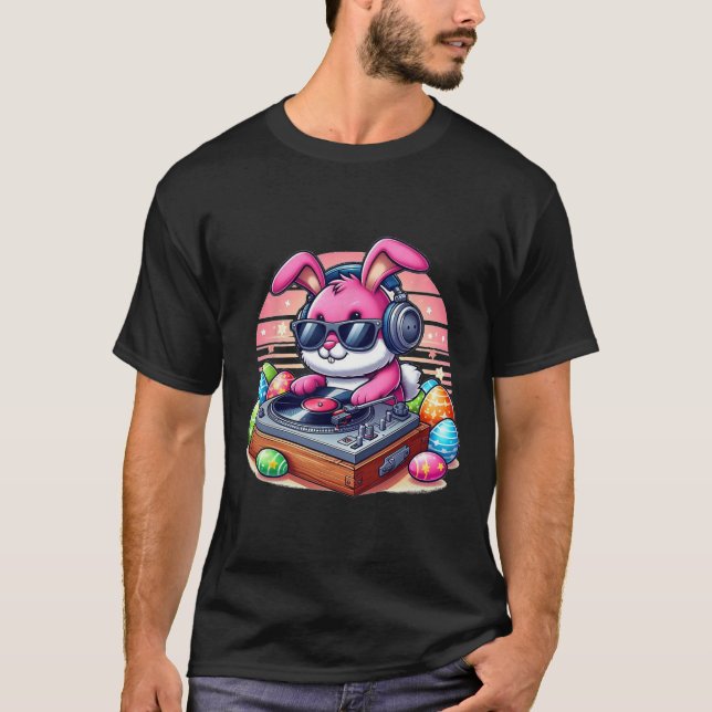 T-shirt Joli Dj Lapin de Pâques  (Devant)