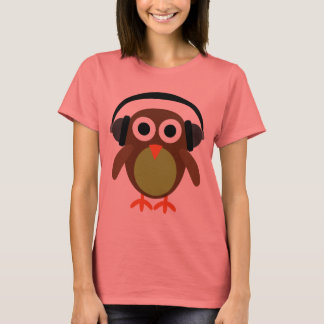 T-shirt Joli DJ Rétro Owl Avec Casque
