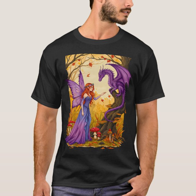 T-shirt Joli dragon sur un champignon (Devant)