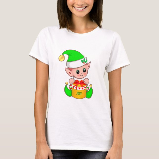 T-shirt Joli elfe de Noël vert (Devant)