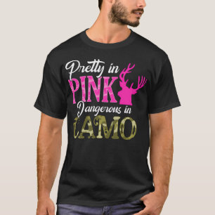 T-shirt Joli En Rose Dangereux Dans Camo Hunter Girl