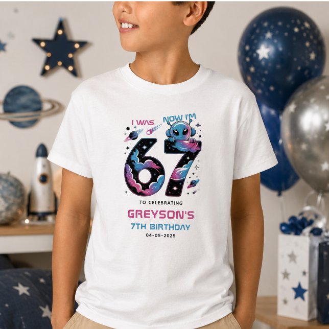 T-shirt Joli Espace 7ème Anniversaire | Six et Sept Ans (Cute Space 7th Birthday | Six & Seven Year Old T-Shirt)