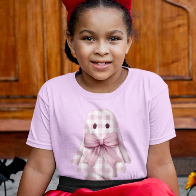 T-Shirt Joli fantôme à carreaux rose  (Créateur téléchargé)