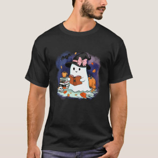 T-shirt Joli Fantôme Aquarelle Lisant Amoureux de Livres H